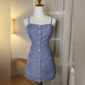 Urban Outfitters | Blue Striped Button Front Mini Dress